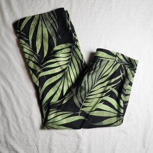 Tommy Bahama Silk Capri Straight Leg Pants with Green and Black Palm Design